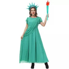 Traje Feminino Da Estátua Da Liberdade De Cos De Halloween