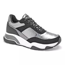 Tenis Mujer Clasben Selene Gris Negro 121-236