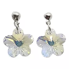 Aros Cristal Swarovski Flor - Bolitas Pasantes Plata 925