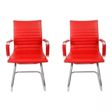 Cadeira De Escritório Tutto Home Interlocutor Baixa Charles Eames Esteirinha Vermelha Com Estofado De Couro Sintético X 2 Unidades