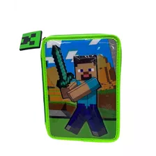 Cartuchera Canopla 1 Piso Minecraft + Set Escolar Cresko