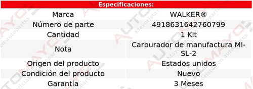 Kit De Carburador Walker Colt L4 1.5l 1985-1990 Foto 2