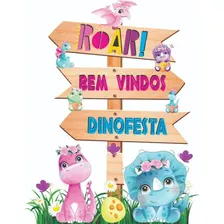 1 Display Placa Baby Dino Menina 70cm Personalizada