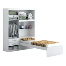 Guarda Roupas Milena Acp Com Cama Solteiro - Branco