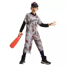 Disfraz Aterrador De Jugador De Béisbol Zombie Niños,...