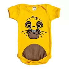 Body De Bebê Temático Simba Rei Leão Personagem Mesversário