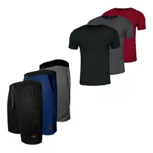 Kit 3 Bermuda + Kit 3 Camiseta Masculina Conjuntos Sortidas