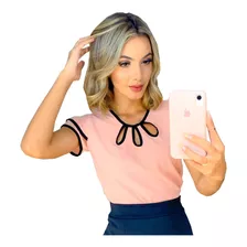 Blusa Feminina Detalhe Gota Manga Curta Moda Evangélica