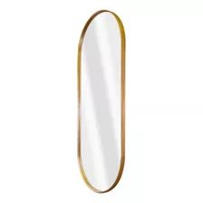 Espelho Oval Corpo Inteiro Com Moldura Metal 2,00x0,70 Luxo Cor Da Moldura Dourado