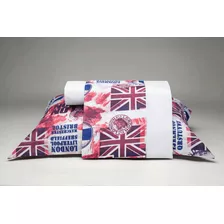 Kit Jogo De Cama Solteiro London Londres C/ Vira Estampada