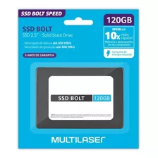 Ssd Multilaser, 2.5 Pol., Sata, 120gb, Bolt, Gravação 40mb/s Cor Preto