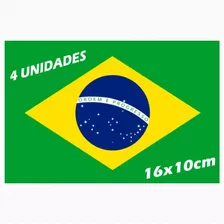 Adesivo Bandeira Brasil Kit 4 Unidades Mini 16cm Carro Moto