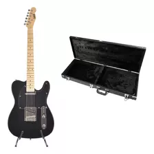 Kit Guitarra Eletrica Land Preta Escudo Preto L-t1 + Case
