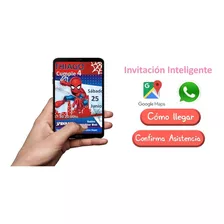 Invitacion Spiderman Niño Interactiva Gps Tarjeta Digital