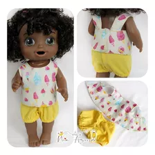 Roupa P/ Boneca Baby Alive Vestido E Shorts Neia Azevedo