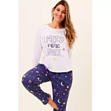 Pijama Largo Manga Larga Pantalón Mujer Conjunto Talle