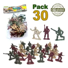 Pack Juego 30 De Militares Soldaditos De Plástico 3 Colores