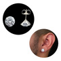 Brinco Masculino De Prata Pura 925 Diamante Sintético 8mm+nf Prateado