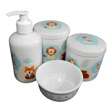 Kit Higiene Safari Raposa Bebe Porcelana Molhadeira Portagel