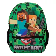 Mochila Infantil Masculina Juvenil Minecraft Costa Cor Verde