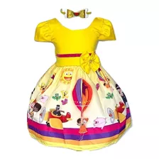 Vestido Temático Infantil Mundo Bita Luxinho + Brinde Tiara