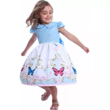 Vestido Azul Com Borboletas Infantil