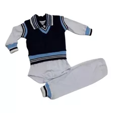 Conjunto Bebê Com Pulover 100% Algodão Azul Escuro Masculino