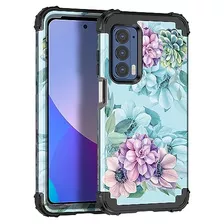 Funda Para Moto Edge 2021 Moto Edge 5g Uw Azul Flower Hyb-02