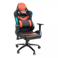 Silla Ejecutiva Gamer Pro Polipiel Negro Con Rojo Luces Led