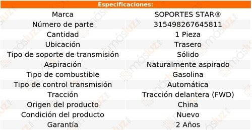 1) Soporte Transmisin Tras Es250 2.5l V6 90/91 Foto 2