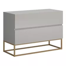 Mesa Cabeceira Eros Off White 60cm Pés De Ferro Dourado Cor Off White/dourado