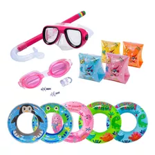 Kit Férias Snorkel Óculos Boia Praia Piscina Verão Infantil