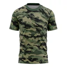 Camiseta Masculina Camuflada Militar Verde Camisa T-shirt 