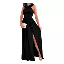 Vestido Negro Largo Fiesta Casual Elegante Mujer