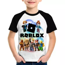 Game Camiseta Raglan Infantil Roblox Turma Manga Preta