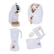 Kit Infantil Air Fryer Batedeira Liquidificador Cafeteira 4p