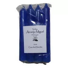 Kit 7 Velas Azul Perfumada Arcanjo Miguel 15x2,2 Grossa 