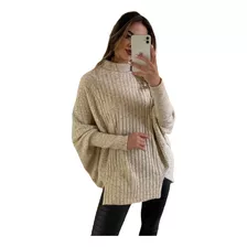 Blusa Poncho De Tricot Mousse Inverno