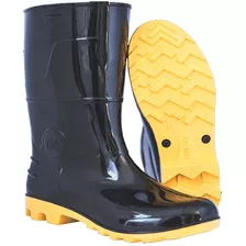 Bota Pvc Vulcaflex Cano Medio S/f Preto E Amarelo Marluvas