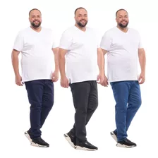 Kit De 3 Calças Plus Size Masculina Tamanho Especial Jeans 