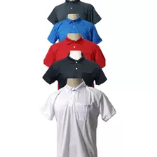 Kit 4 Camisetas Polo Masculina Poliéster Bolso Pra Uniforme