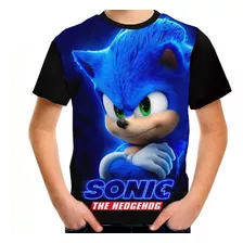 Camiseta Infantil Sonic O Filme Personalizada Confortável