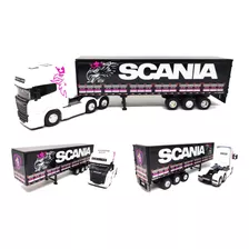 Miniatura Caminhão Scania R730 + Carreta Lona Exclusiva