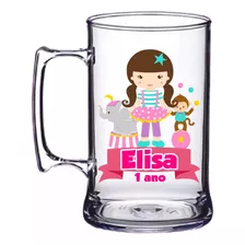 30 Caneca Acrílica Personalizada Lembrancinha Circo Rosa