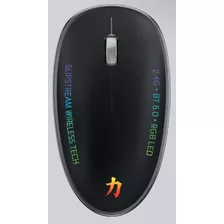 Mouse Inalambrico Bt Rgb Led Recargable Gaming Crown Mustang Color Negro