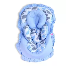 Capa De Carrinho Bebê + Apoio De Corpo Nuvem Azul Universal