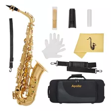 Saxofón Apollo Alto En Laca Dorada Con Almohadillas De Cuero
