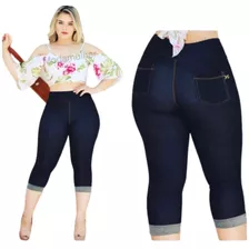 Calca Capri Plus Size Feminina Cintura Alta Malha 46,48,50