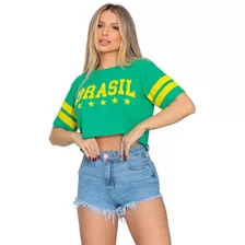 Blusinha Cropped Bojo Seleção Brasileira Regata Camisa