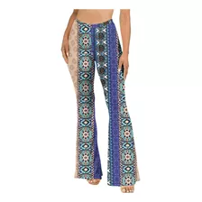 Leggings Femininas Q Boho Hippie De Cintura Alta, Perna Larg